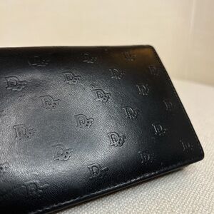 Black VINTAGE Dior Embossed Leather Wallet